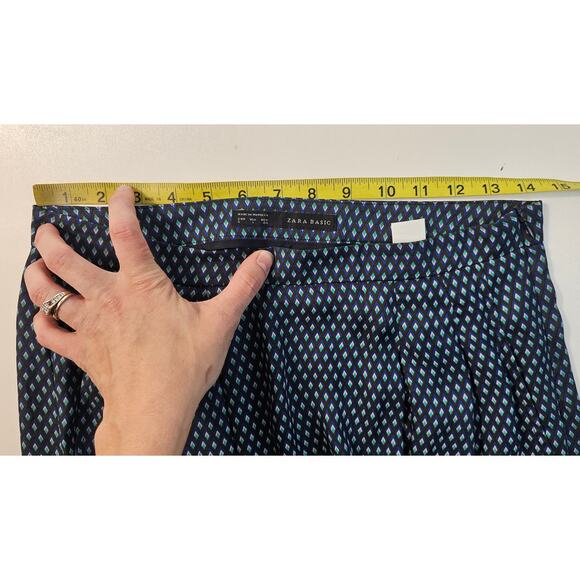 Zara basic sz S geometric blue slouchy LOW rise baloon pants EUC fun comfort - Picture 10 of 11